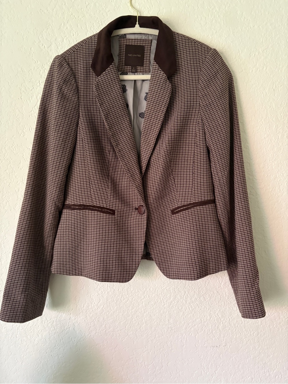 The Limited Brown Tweed Inspired Houndstooth Blazer